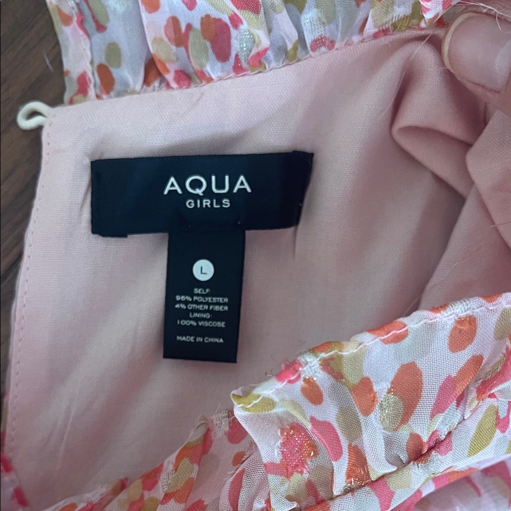 Aqua Multicolor Ruffle Kids Dress - Picture 2 of 4